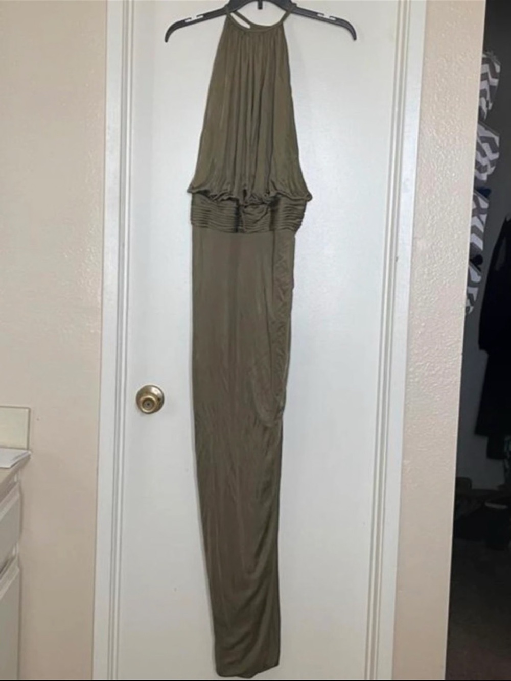 Versace Olive Halter Maxi Dress